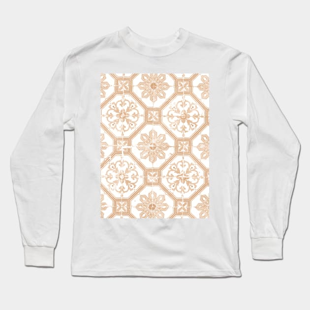 Beige and white aesthetic porcelain vintage maximalism Long Sleeve T-Shirt by Pictandra